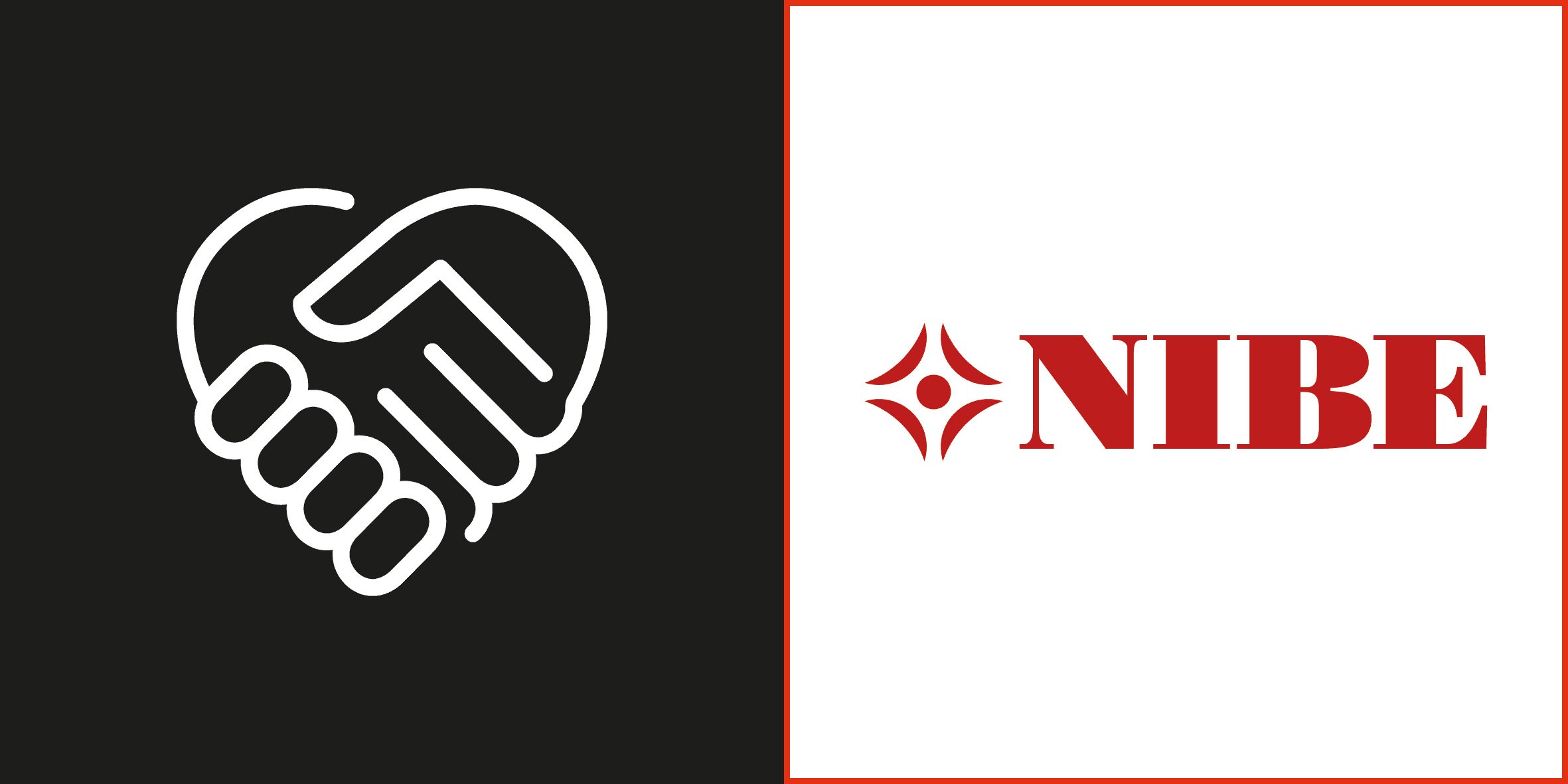 The image features the NIBE logo, which includes a handshake icon and the brand name displayed in red text on a white background.